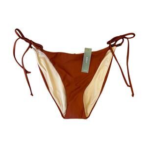 NWT J. Crew Curved-Waist Cheeky Beaded String Bikini Bottom Rust Size large